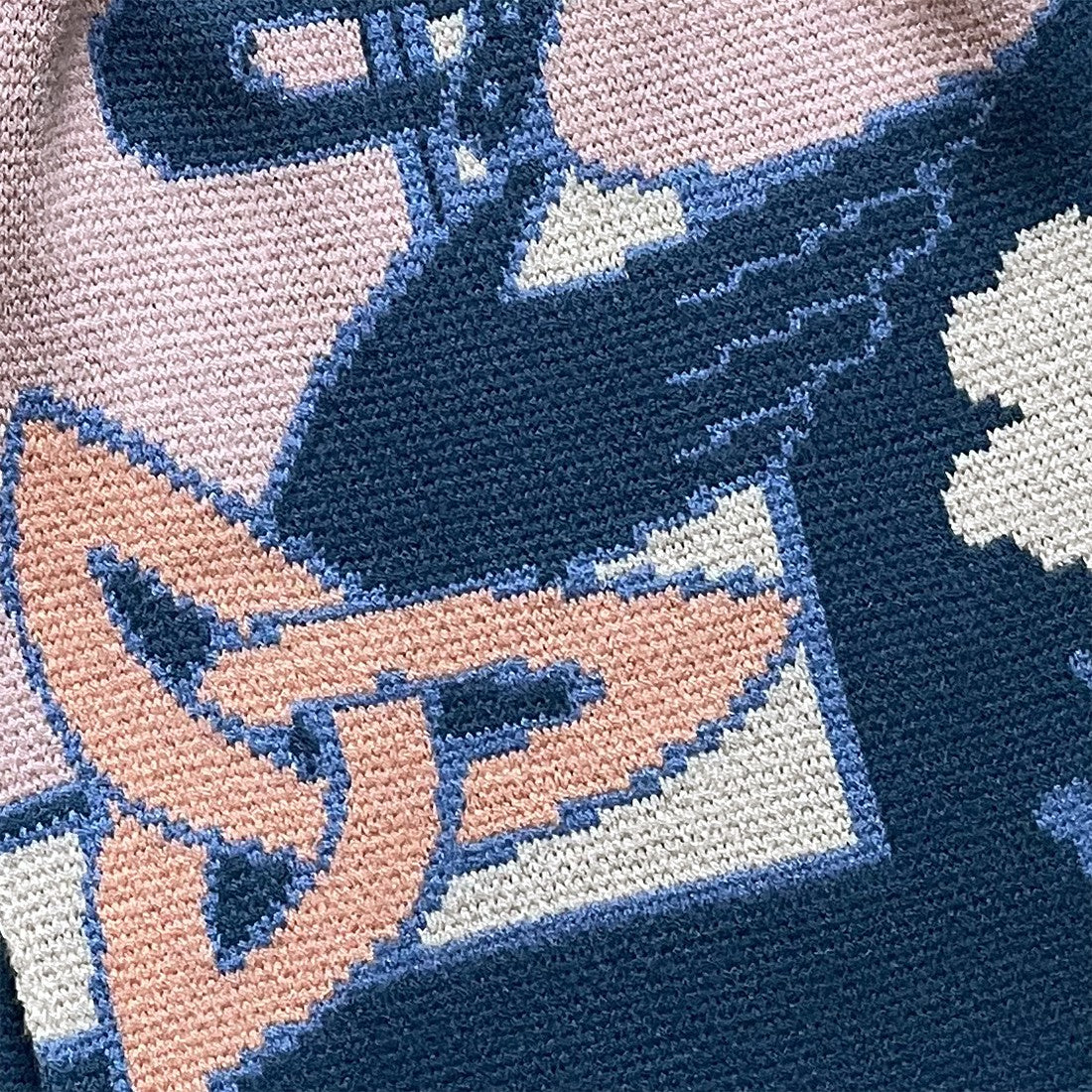 Claddagh Knit Scarf in Blue & Salmon