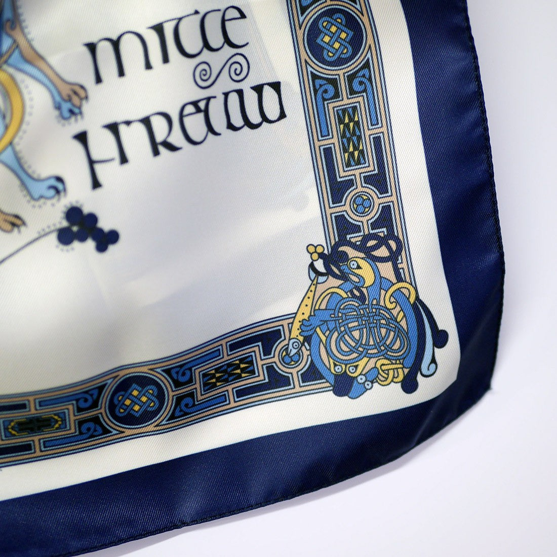 Book of Kells Signature Long Scarf in Navy, Blue & Beige