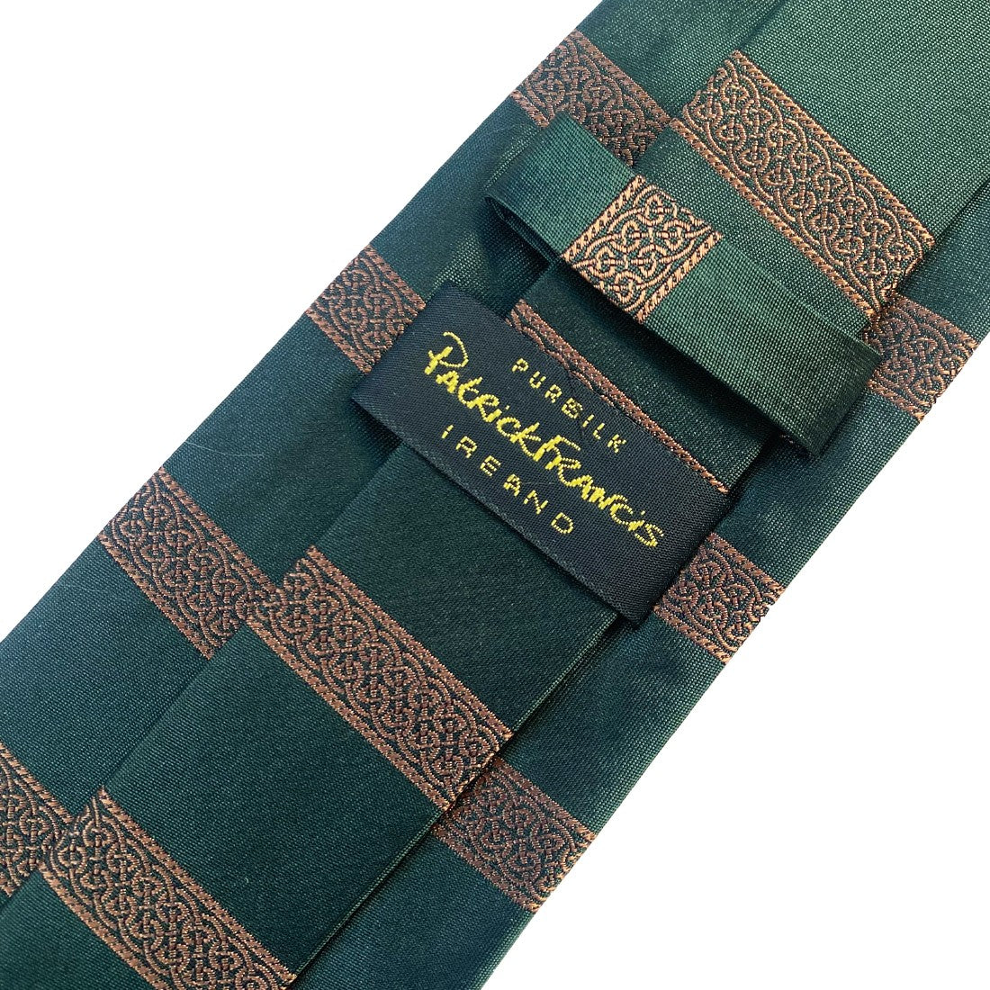 Celtic Band Silk Tie in Bottle Green & Gold