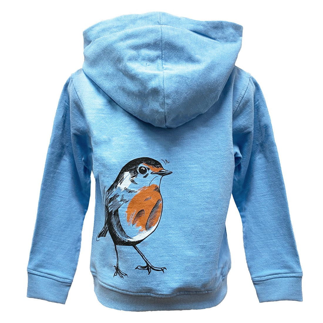 Green Island Robin Sketch Kids Hoodie in Blue