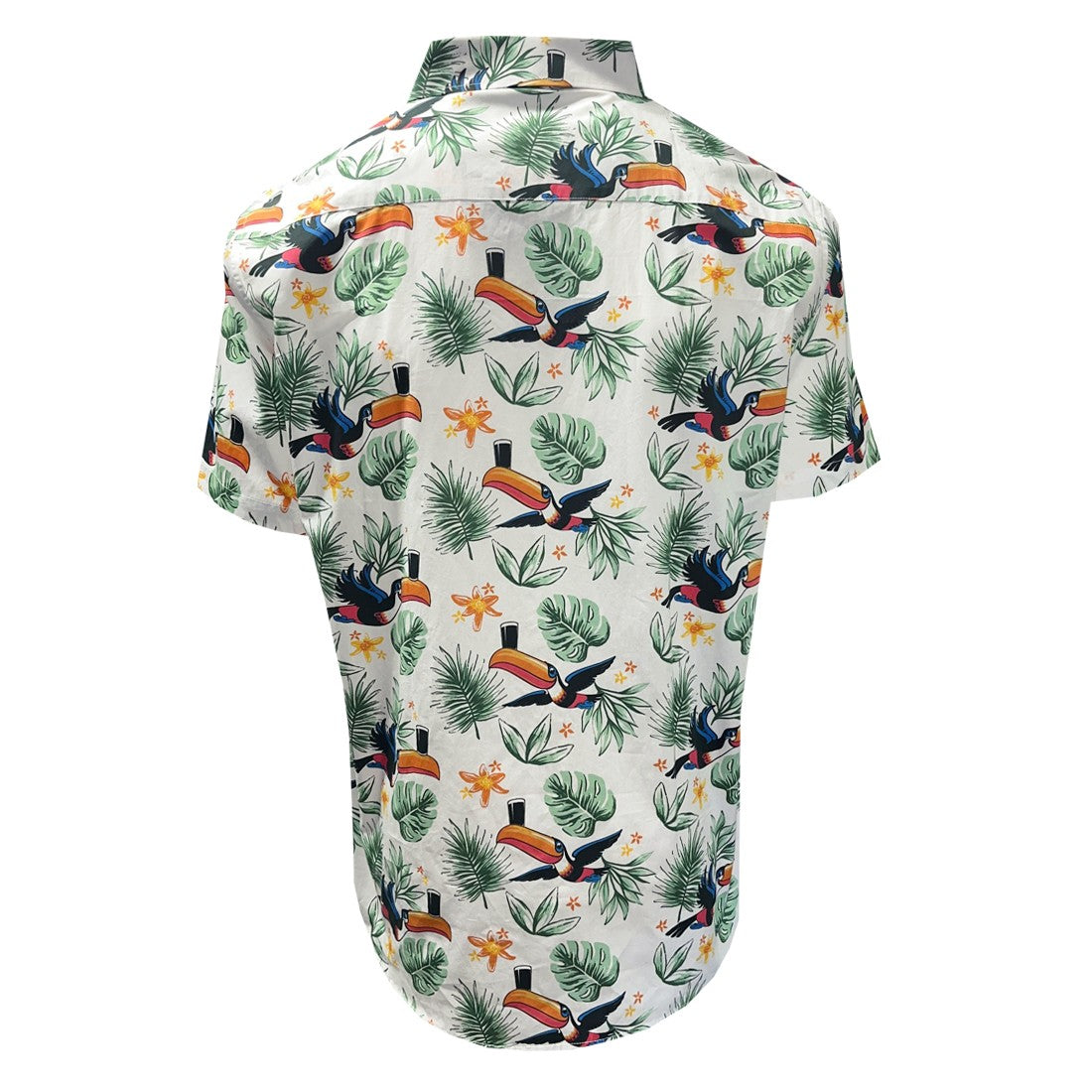Guinness Toucan Hawaiian Print Short Sleeve Shirt in Cream & Multi