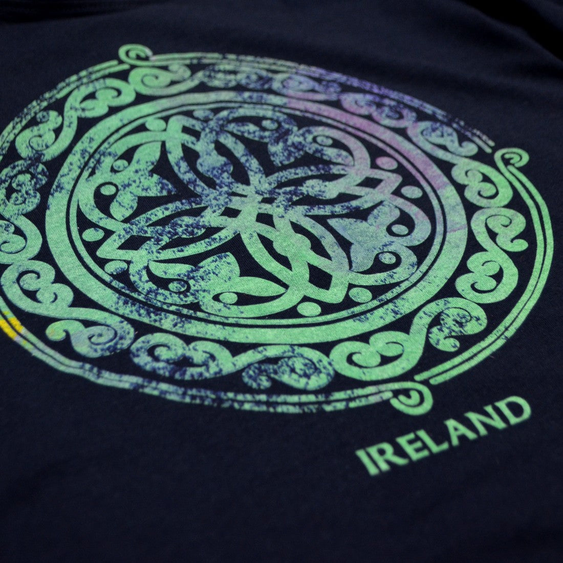 Ireland Celtic Coloured Ladies T-shirt in Navy