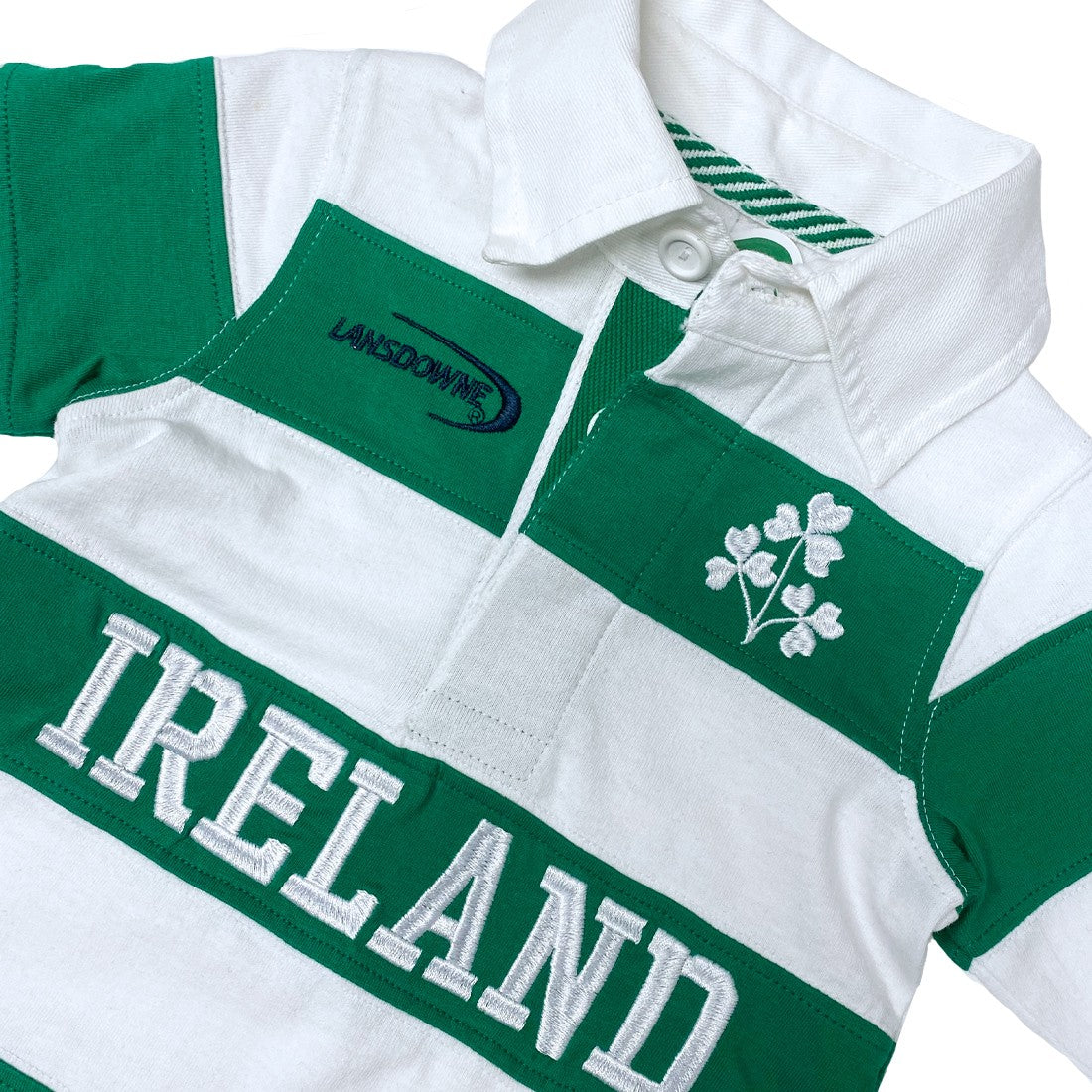Ireland Stripe Baby Romper in Emerald & White
