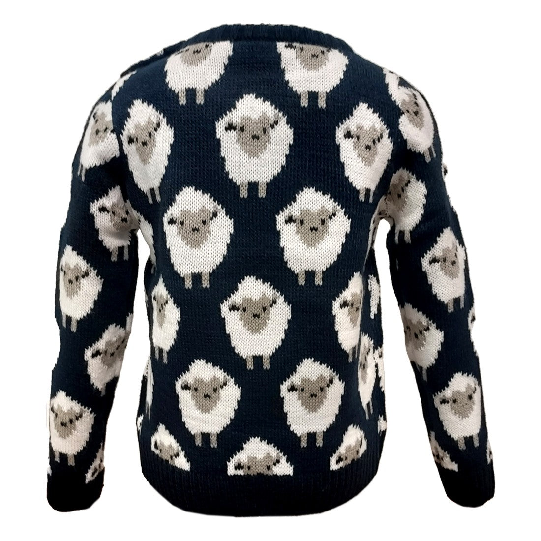 Sheep All Over Print Kids Knit Jumper in Navy