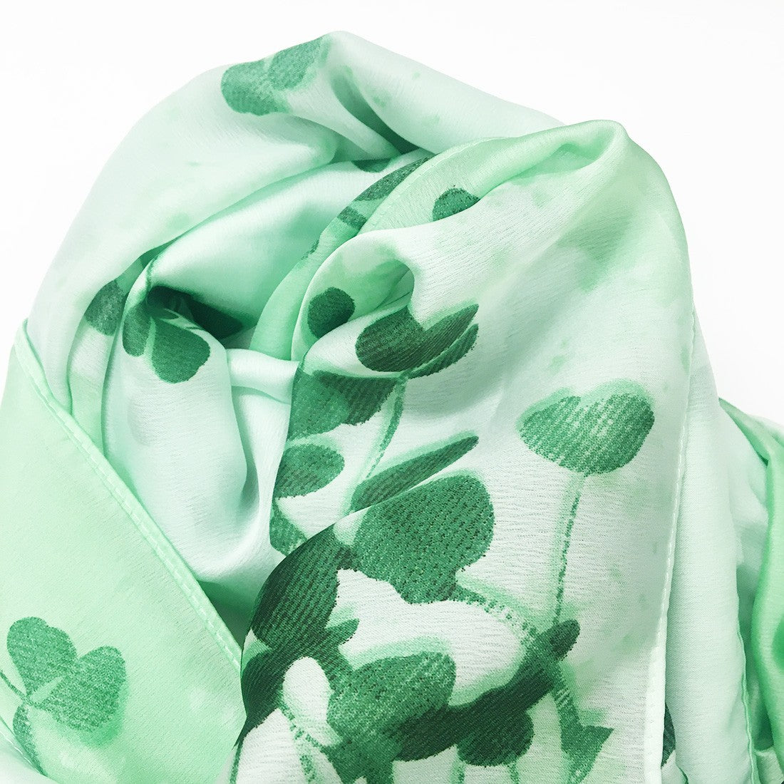 Shamrock Sprig Fashion Scarf in Green & White