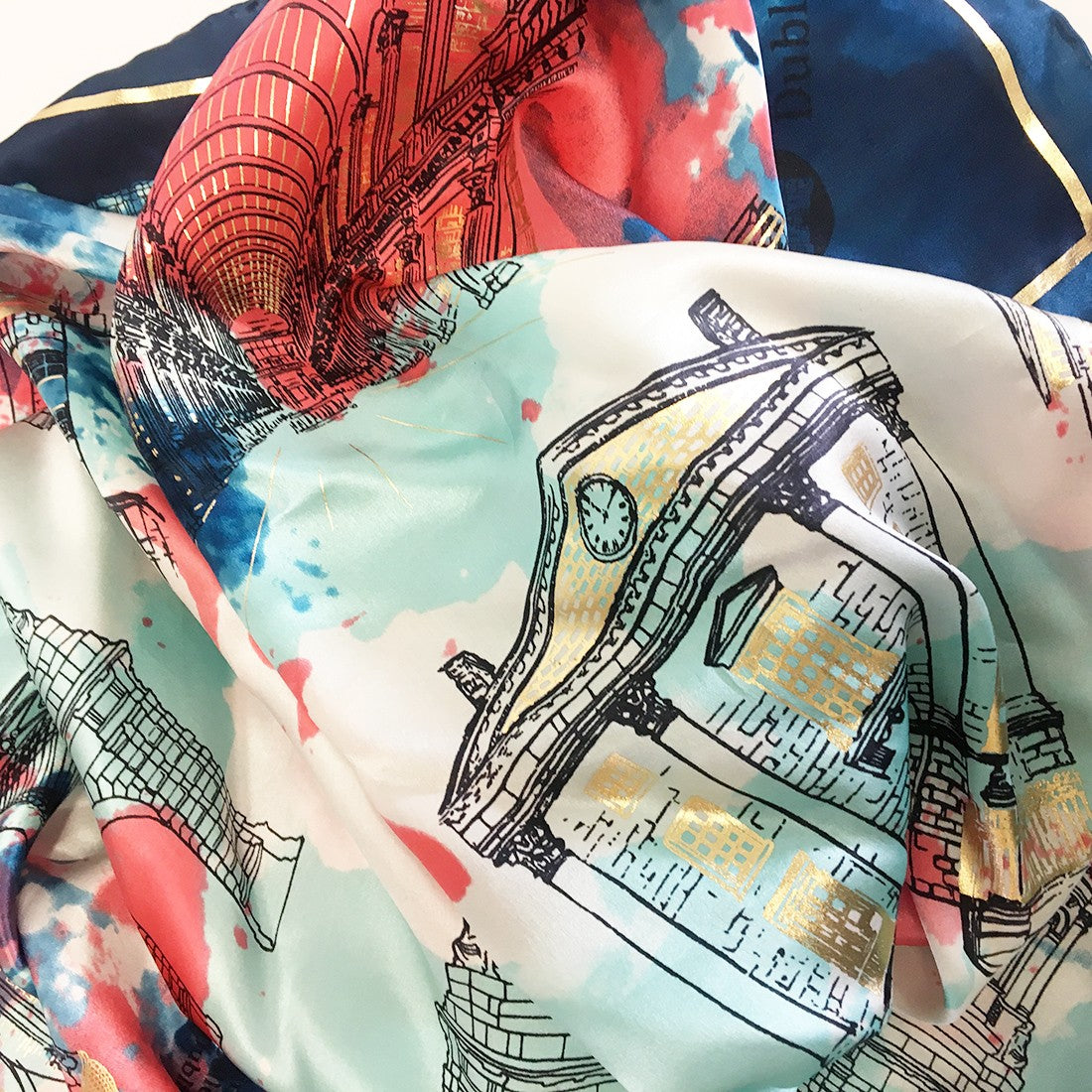 Trinity College Dublin Navy/ Coral Silk Scarf