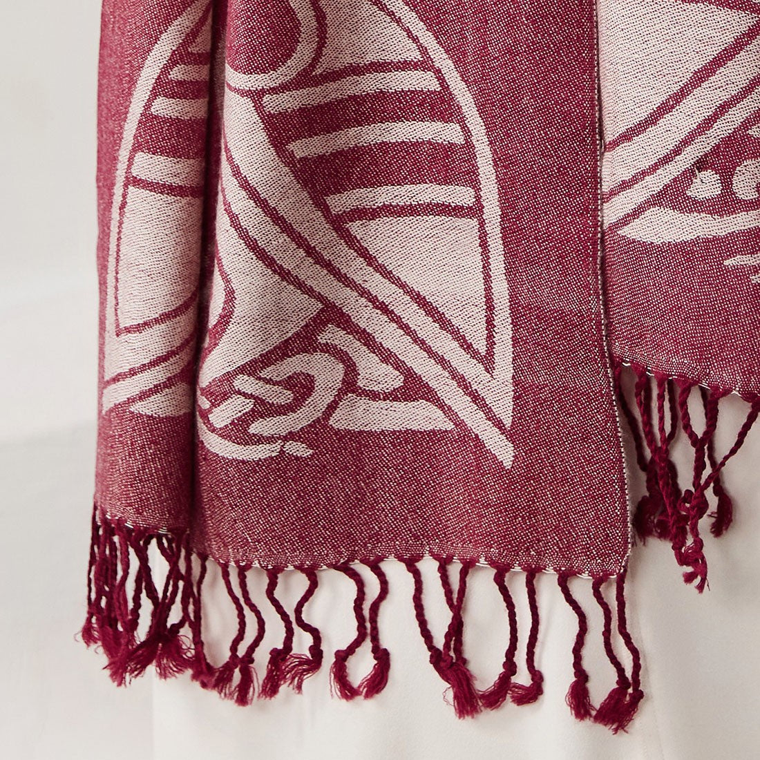 Wool Blend Scarf in Burgundy & Grey