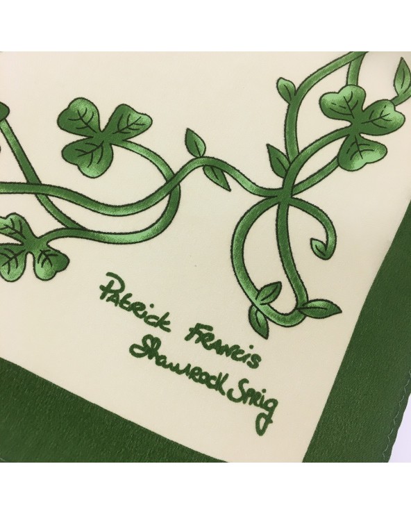 Patrick Francis Ireland Cream/ Green Shamrock Sprig Silk Scarf