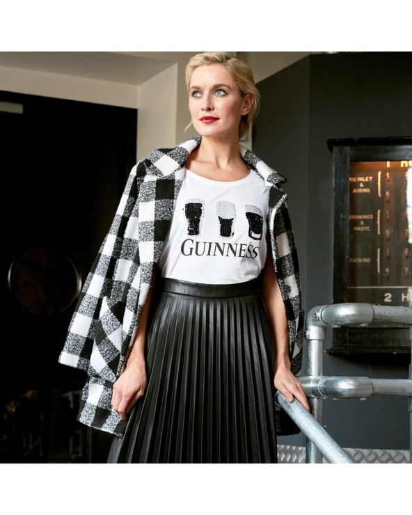 Guinness White Sequence Pints Ladies T-Shirt