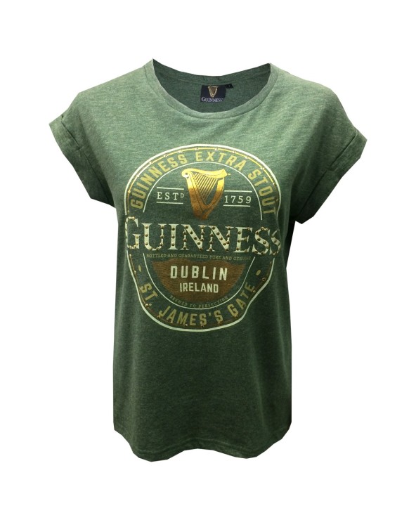 Guinness Moss Green Stud Label Ladies T-Shirt