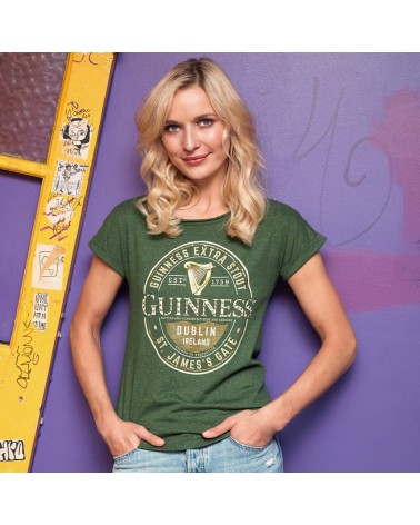 Guinness Moss Green Stud Label Ladies T-Shirt
