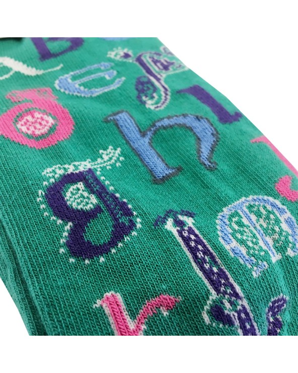Book of Kells Green/ Pink Celtic Alphabet Ladies Sock