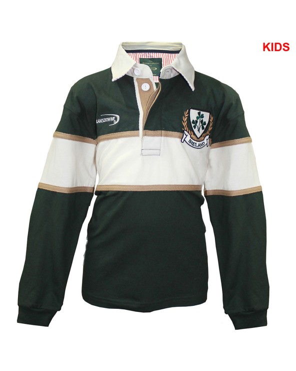 Lansdowne Kids Bottle And Natural Long Sleeve Rugby Shirt