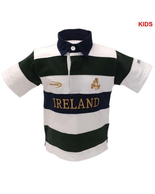 Lansdowne Kids Bottle Green & White Stripe Rugby Shirt