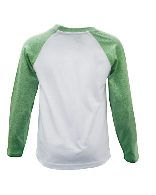 Book of Kells White/ Green Grindle Alphabet Kids Long Sleeve Raglan T-shirt