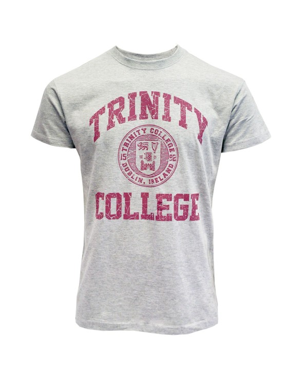 Trinity College Dublin Grey marl/ Burgundy Crest T-shirt