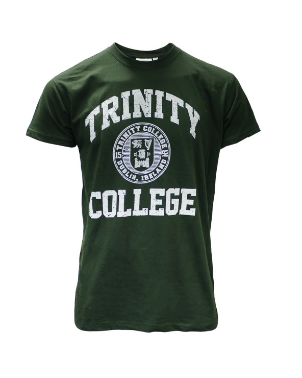 Trinity College Dublin Bottle Green/ White Crest T-shirt