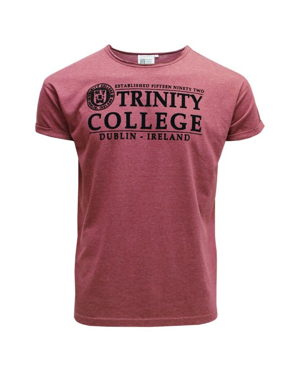 Trinity College Dublin Burgundy Marl Flock T-shirt