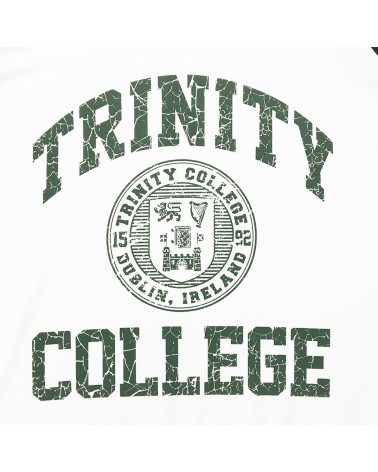Trinity College Dublin White/ Bottle Green Crest Long Sleeve T-shirt