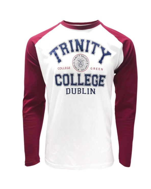 Trinity College Dublin White/ Burgundy Dublin Long Sleeve T-shirt