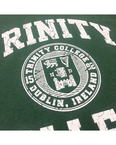 Trinity College Dublin Bottle Green/ White Crest Sweatshirt