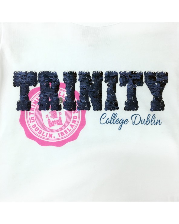 Trinity College Dublin White Sequin Kids Long Sleeve Top