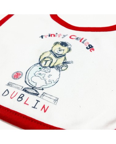 Trinity College Dublin White/ Red Bear Baby Bib