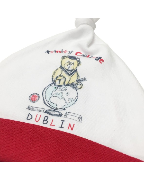 Trinity College Dublin White/ Red Bear Baby Hat