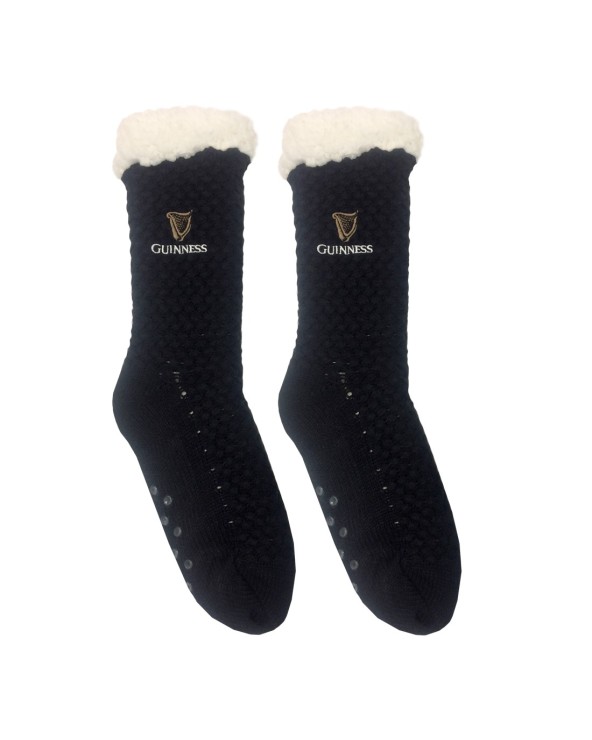 Black Guinness Harp Weave lined Slipper Socks