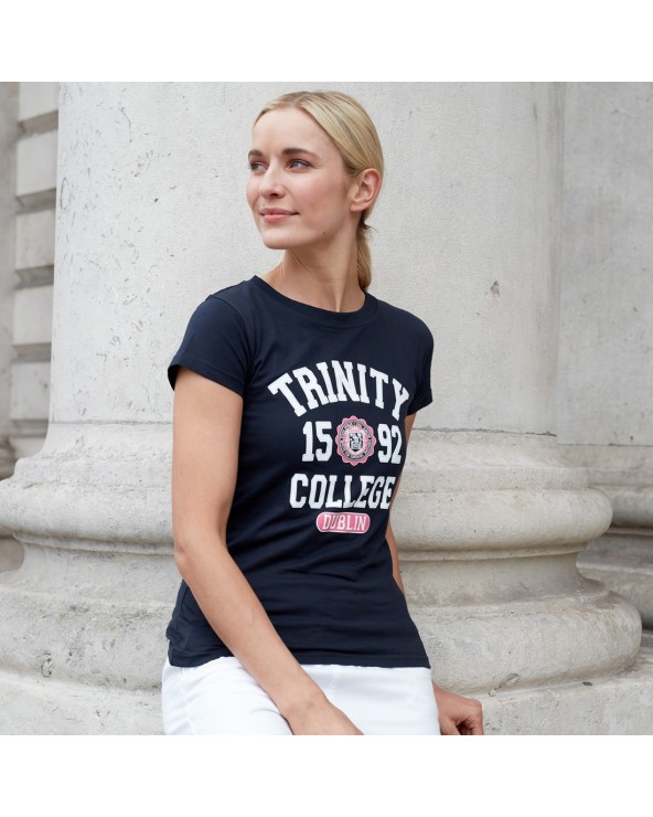 Trinity College Dublin Navy/ Pink 1592 Ladies T-shirt