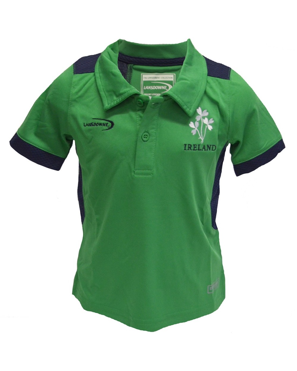 Lansdowne Sports Official Collection Emerald Green And Navy Performance Kids Polo Shirt