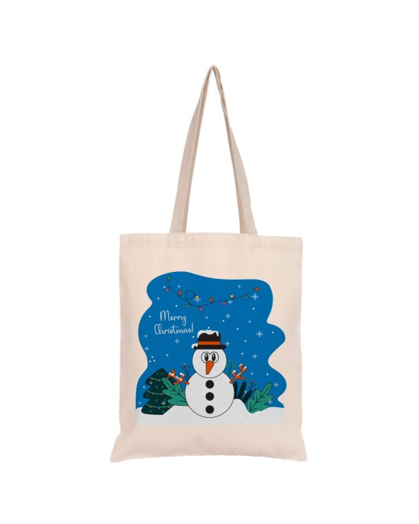 Natural Snowman Tote Bag