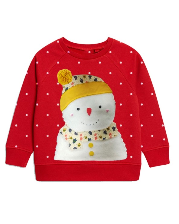 Red Snowman Bobble Kids Sweatshirt