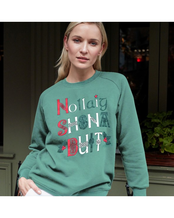 Green Marl Nollaig Shona Duit/Irish Blessing Sweatshirt