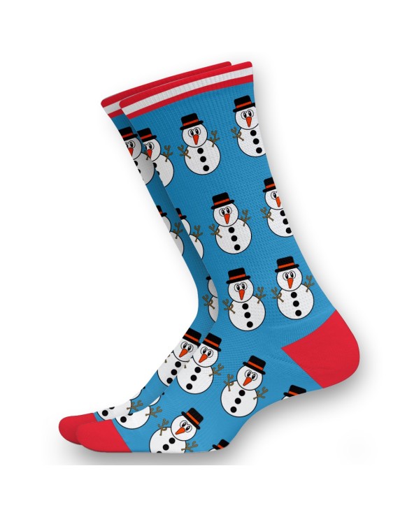 Blue overall Snowman Adults Christmas Socks