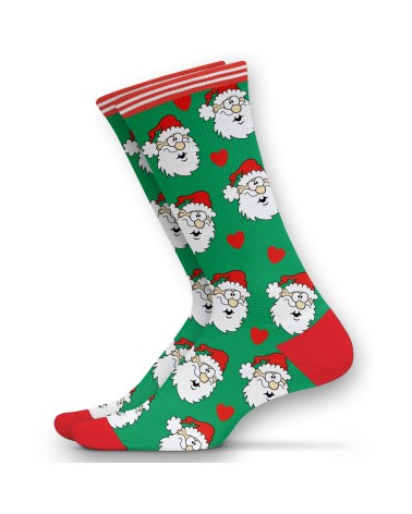 Green Overall Santa Heart Adults Christmas Socks
