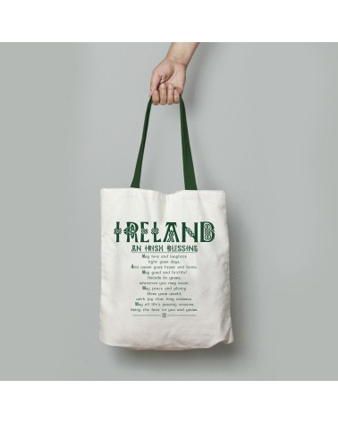 Natural/Bottle Green Irish Blessings Tote Bag