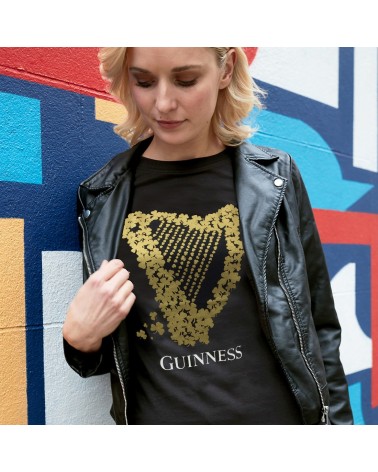 Guinness Harp & Clovers T-shirt in Black