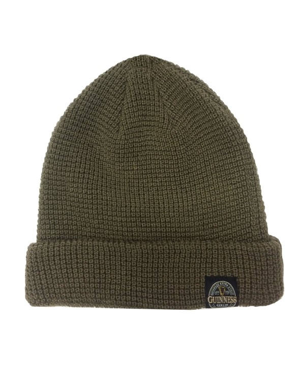 Guinness Label Turnup Recycled Knit Hat in Khaki