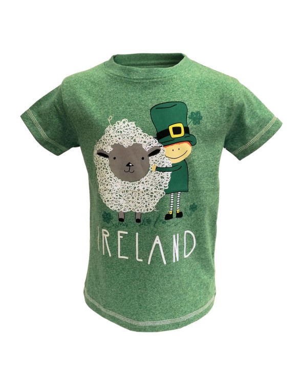 Green Marl Leprechaun & His Sheep Ireland Kids T-shirt