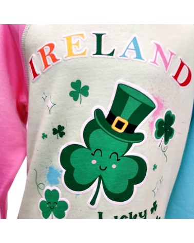 Multi Colour Shamrock Ireland Kids Sweatshirt
