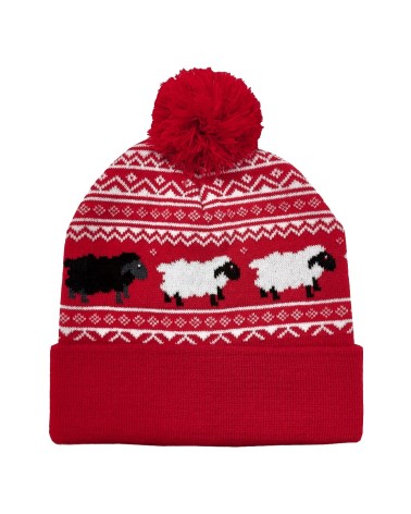 Red Sheep Knit Kids Christmas Hat