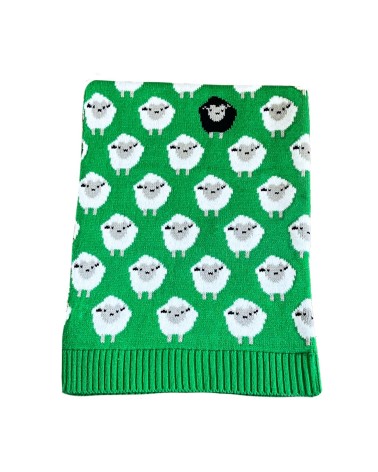 Green Sheep Baby Blanket