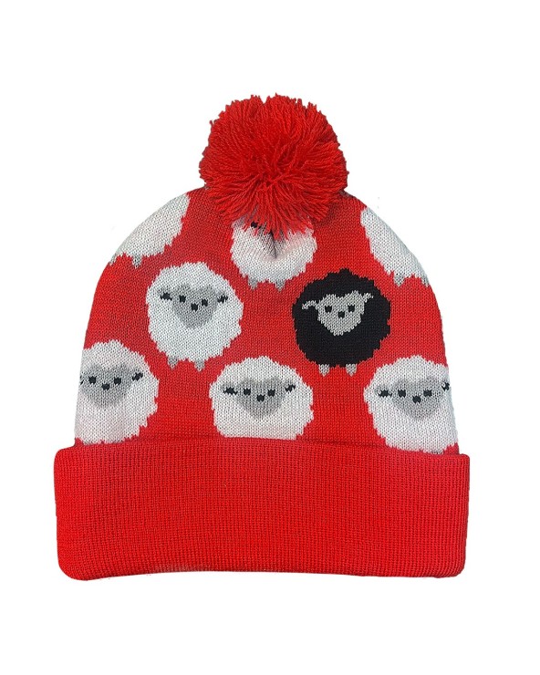 Red Sheep Knit Kids Hat