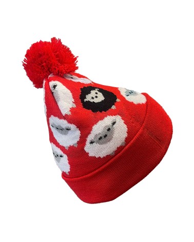 Red Sheep Knit Kids Hat