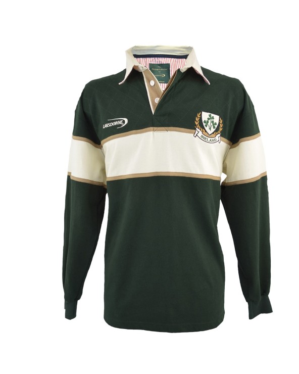 Lansdowne Adults Bottle And Natural Long Sleeve Rugby Shirt