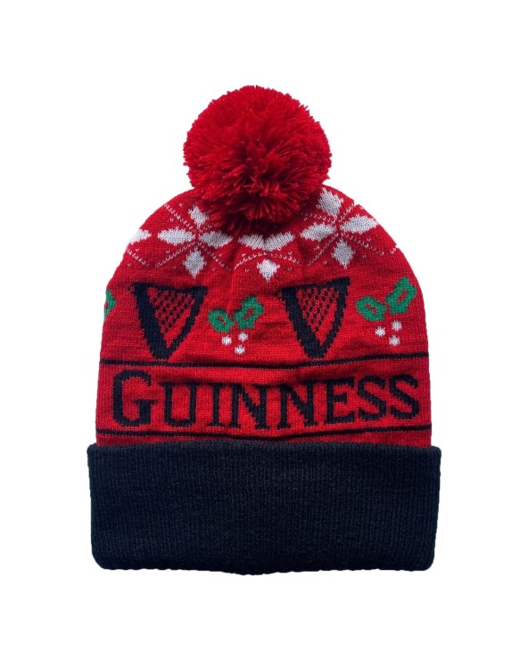 Guinness Festive Holly Knit Hat in Red & Black