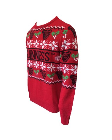 Guinness Festive Holly Knit Jumper in Red