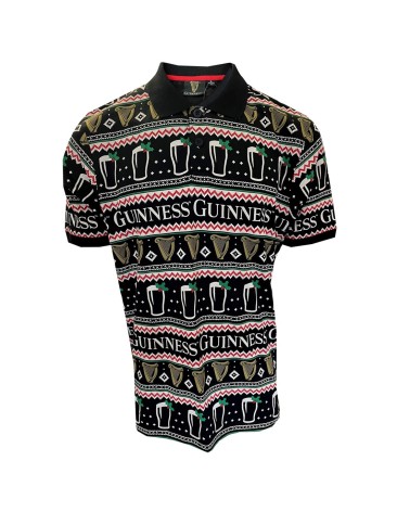 Guinness Festive Pints Polo Shirt in Black