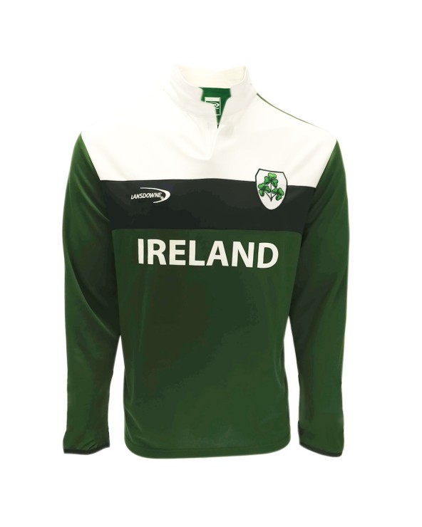 Lansdowne Adults Bottle Green & White Long Sleeve Performance Rugby Shirt